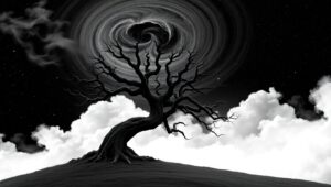 Solitary Tree Under Starry – free AI stock image