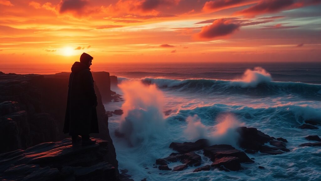 Solitude at the Edge of Time – free AI stock image