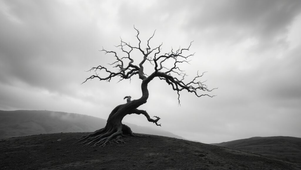 Solitude in Monochrome – free AI stock image