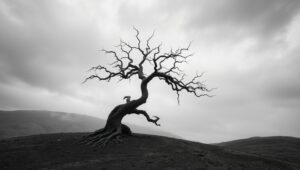Solitude in Monochrome – free AI stock image