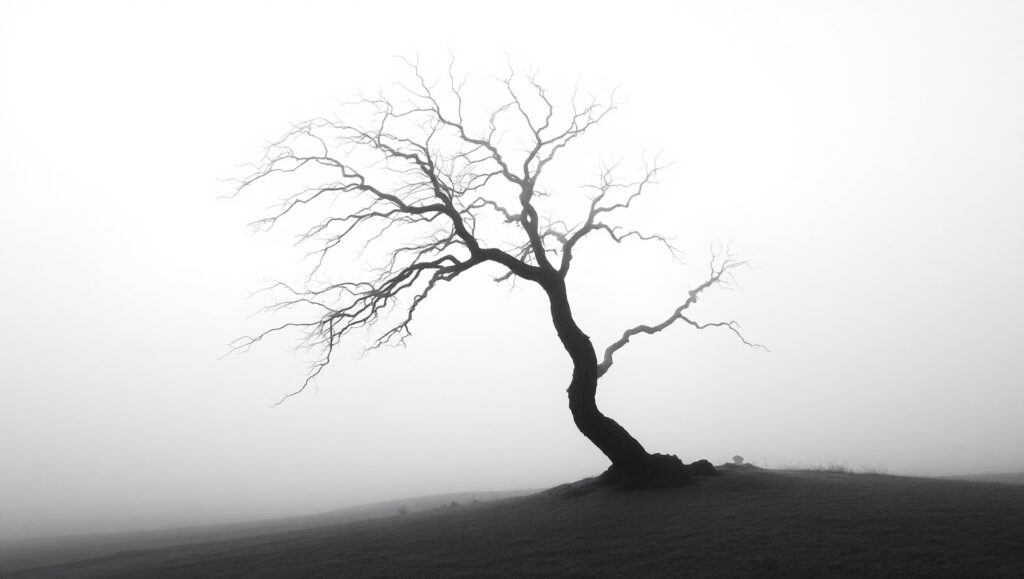 Solitude in Monochrome Landscape – free AI stock image