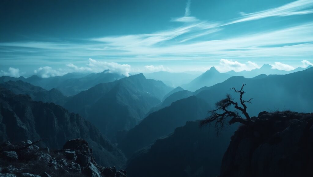 Solitude in Mountain Duotone – free AI stock image