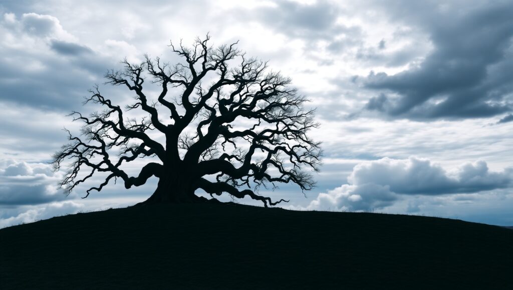 Solitude on a Monochrome Hill – free AI stock image