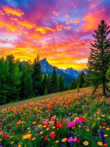 Spectrum of Nature: A Colorful Landscape – free AI stock image