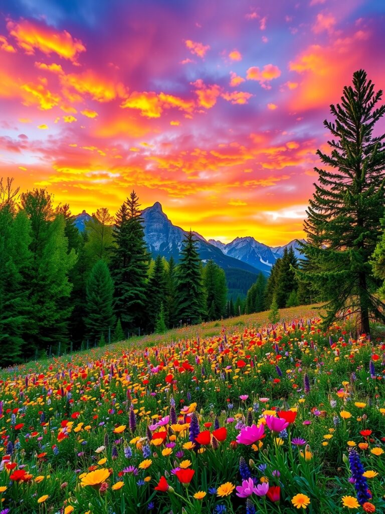 Spectrum of Nature: A Colorful Landscape – free AI stock image