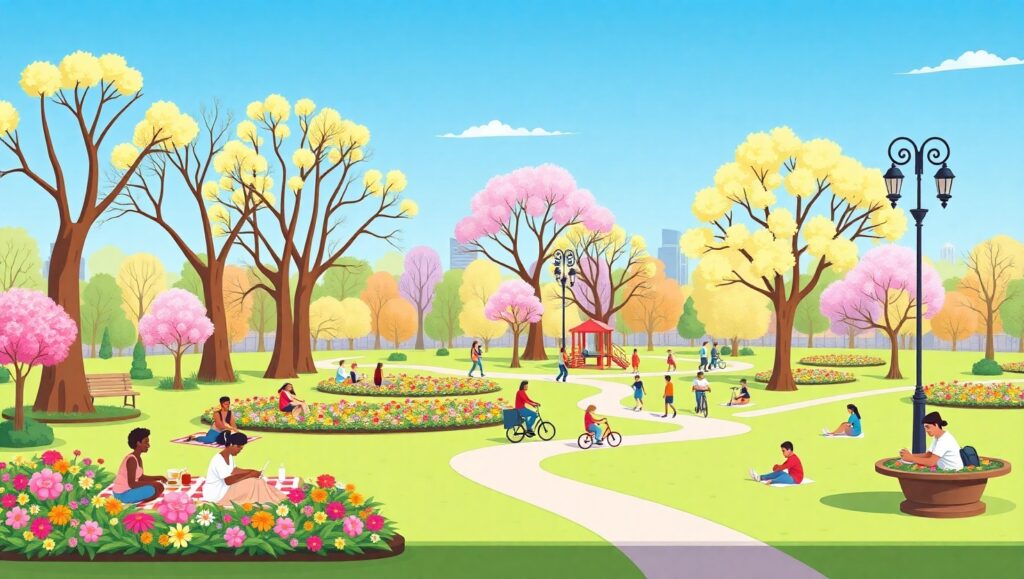 Spring Day in the City Park – free AI stock image