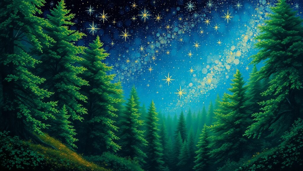 Starry Night in the Forest – free AI stock image