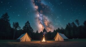 Starry Night Over a Silent Campsite – free AI stock image