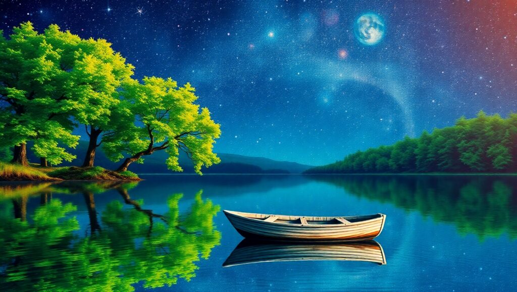 Starry Night Reflections – free AI stock image