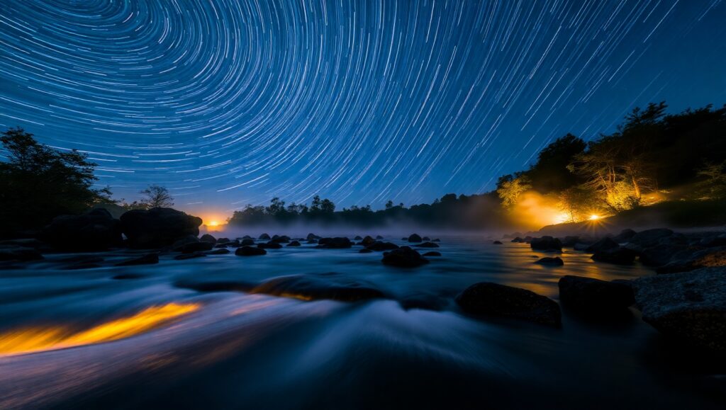 Stars and Water: A Long Exposure – free AI stock image