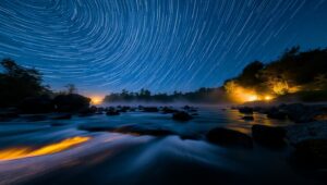 Stars and Water: A Long Exposure – free AI stock image