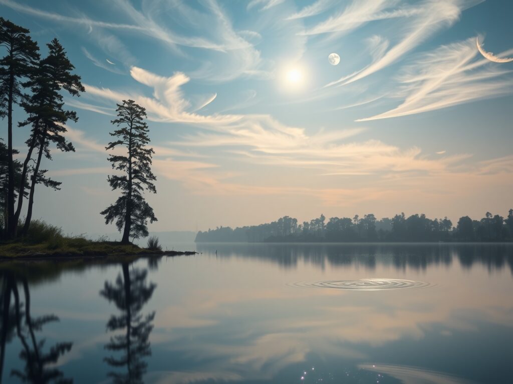Still Lake Under a Moonlit Sky – free AI stock image