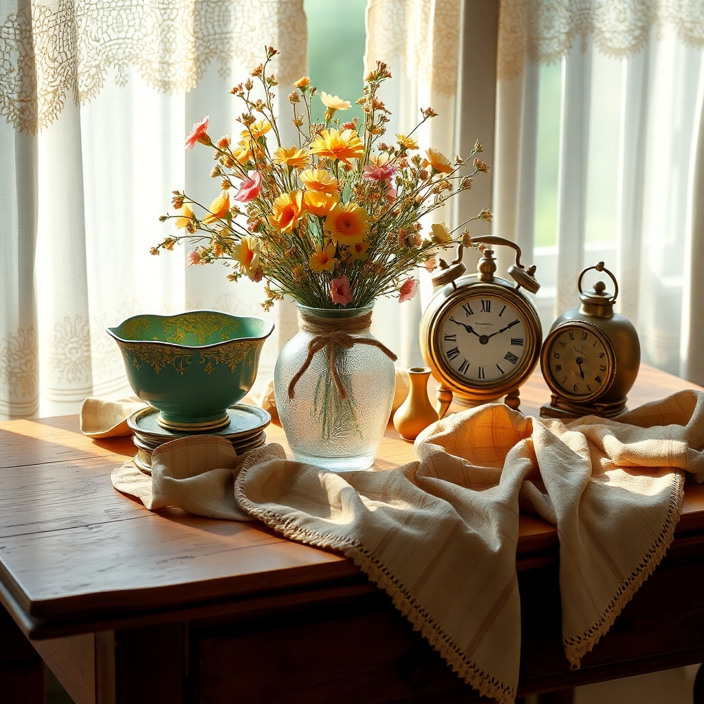 Still Life of Vintage Objects on Table – free AI stock image