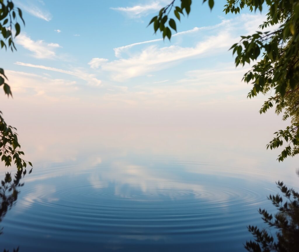 Still Waters Reflecting a Tranquil Sky – free AI stock image