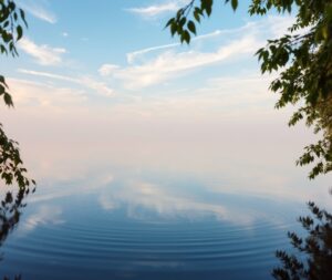 Still Waters Reflecting a Tranquil Sky – free AI stock image