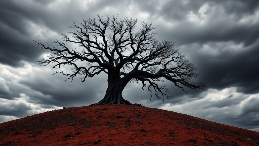 Stormy Solitude on a Hilltop – free AI stock image
