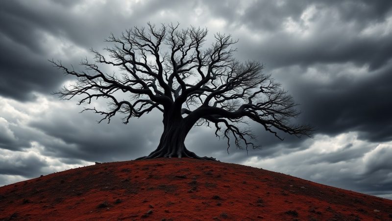 Stormy Solitude on a Hilltop – free AI stock image