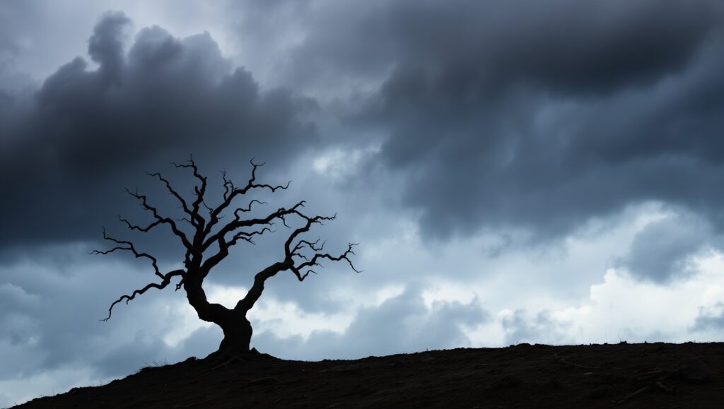 Stormy Tree Silhouette – free AI stock image