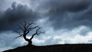 Stormy Tree Silhouette – free AI stock image