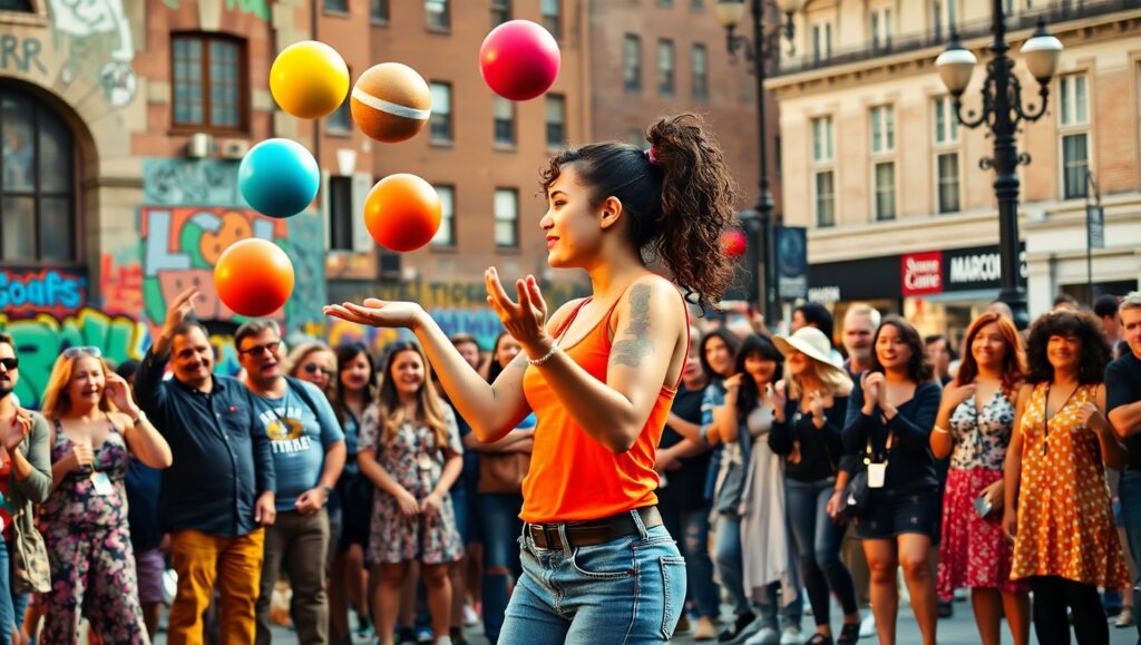 Street Performer in the City – free AI stock image