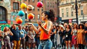 Street Performer in the City – free AI stock image