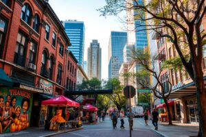 Streets of a Vibrant Urban Neighborhood – free AI stock image