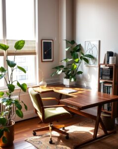 Stylish Urban Home Office with Plants – free AI stock image