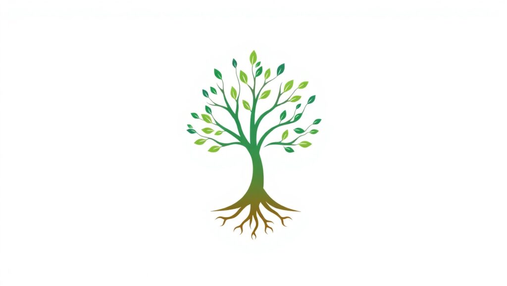 Stylized Tree Logo for Sustainability – free AI stock image