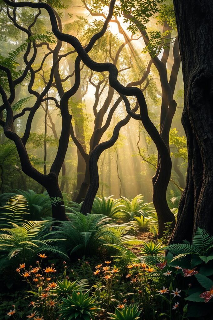 Sunbeams Filtering Through the Lush Forest – free AI stock image