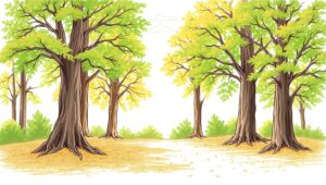 Sunlit Forest Clearing Sketch – free AI stock image
