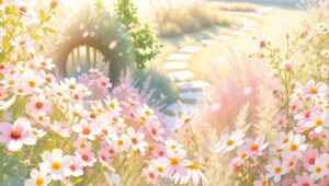 Sunlit Garden in Bloom – free AI stock image