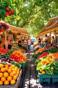 Sunny Afternoon at the Farmers Market – free AI stock image