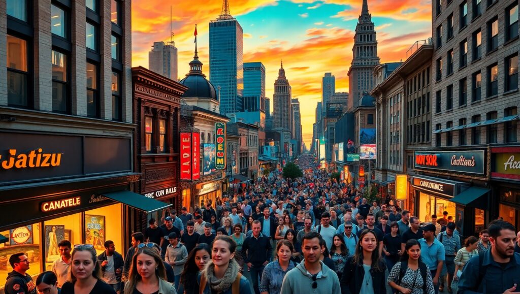 Sunset Cityscape from Above – free AI stock image