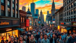 Sunset Cityscape from Above – free AI stock image