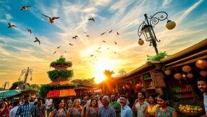 Sunset Market Perspective – free AI stock image