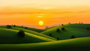 Sunset Over Rolling Hills j4y – free AI stock image