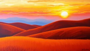 Sunset Over Rolling Hills – free AI stock image