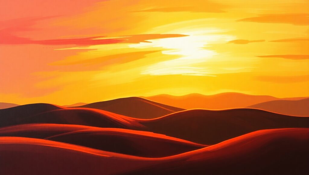 Sunset Over Rolling Hills – free AI stock image