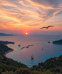 Sunset Over the Mediterranean Sea – free AI stock image
