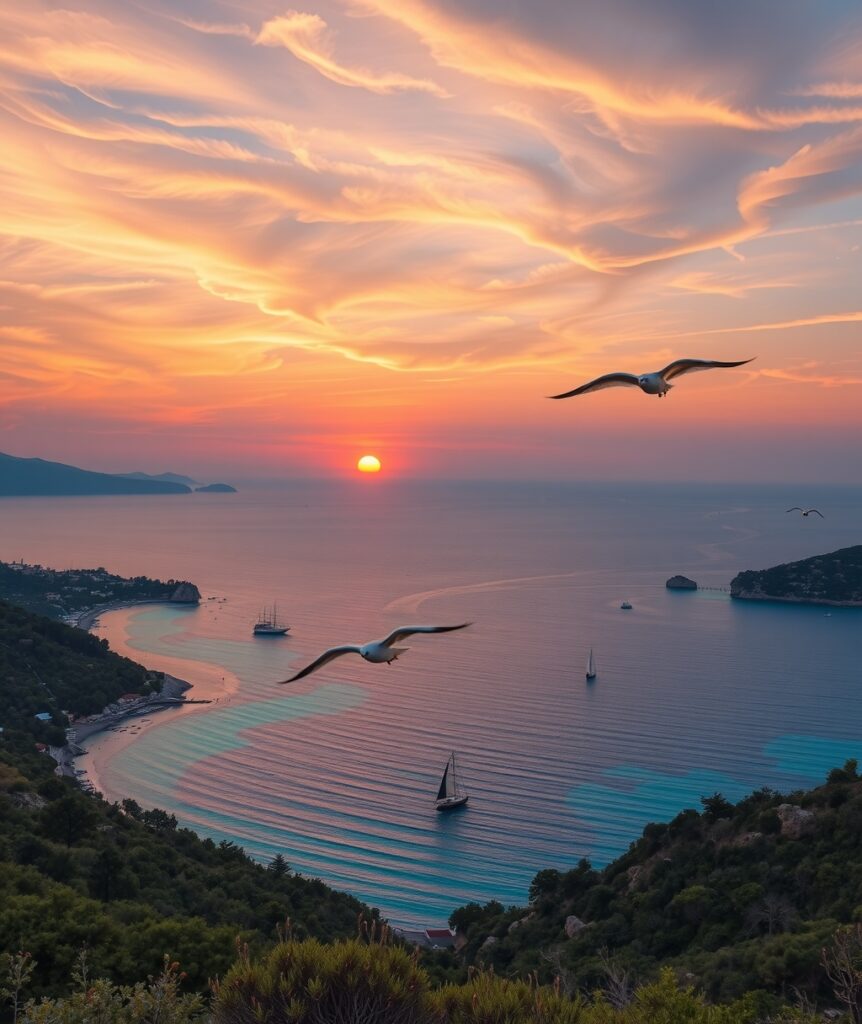 Sunset Over the Mediterranean Sea – free AI stock image