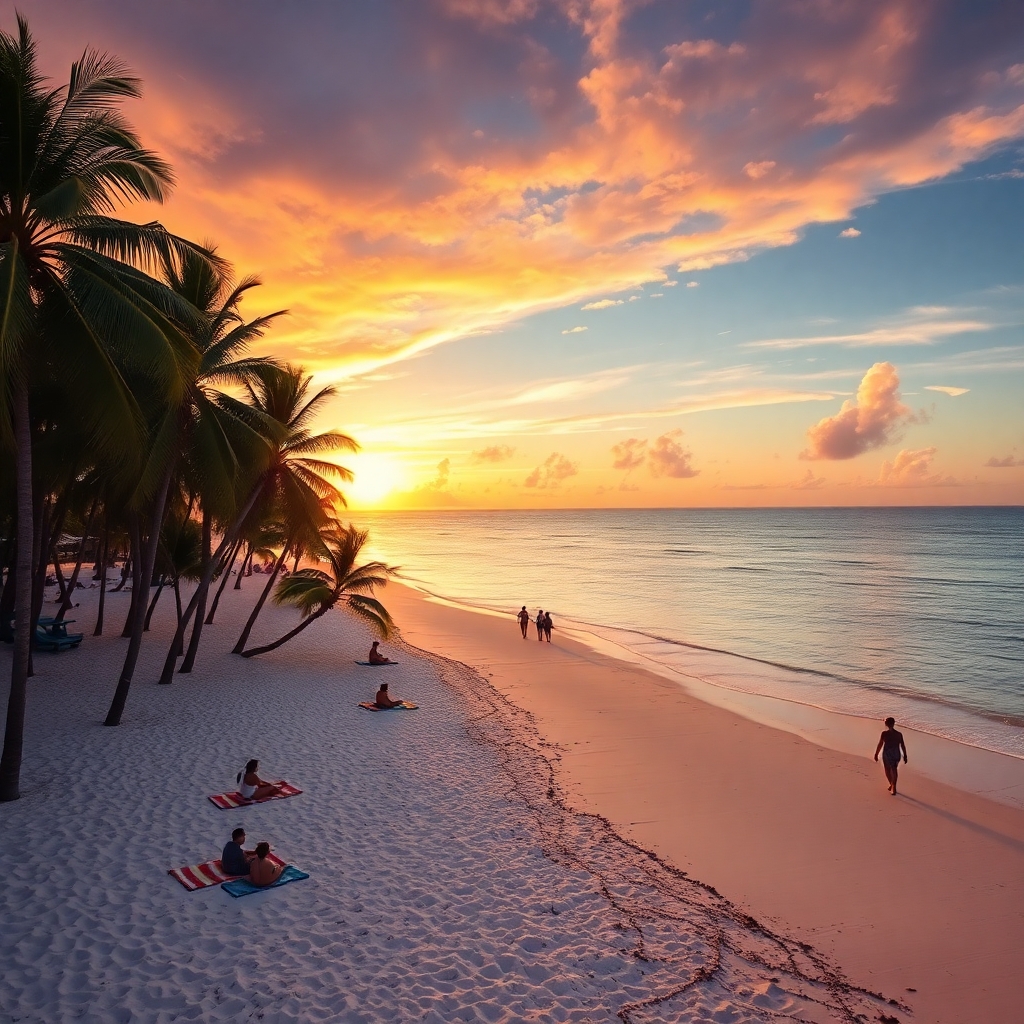 Sunset Over Tropical Beach Paradise – free AI stock image