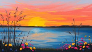 Sunset Serenity by the Lake – free AI stock image
