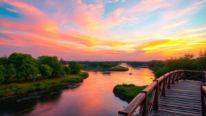 Sunset Serenity in Pointillism – free AI stock image