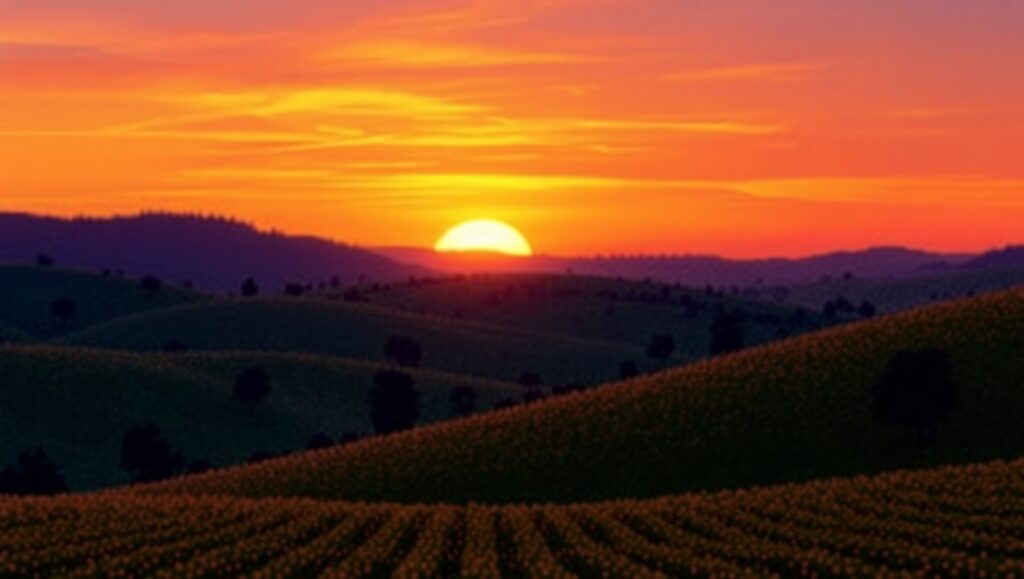 Sunset Serenity in Pointillism Style – free AI stock image