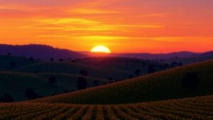Sunset Serenity in Pointillism Style – free AI stock image
