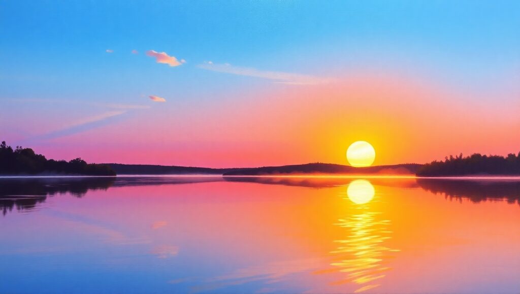 Sunset Serenity Over Calm Waters dd3 – free AI stock image