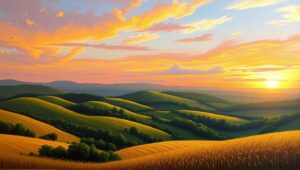 Sunset Serenity Over Rolling Hills – free AI stock image
