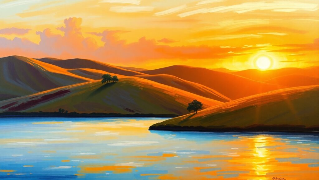 Sunset Serenity Over Rolling Hills – free AI stock image