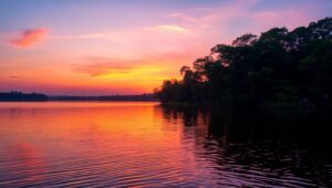 Sunset Serenity Over the Lake – free AI stock image