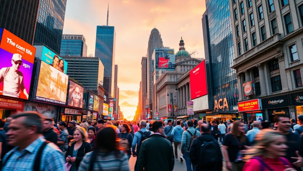 Sunset Street Life in the City – free AI stock image